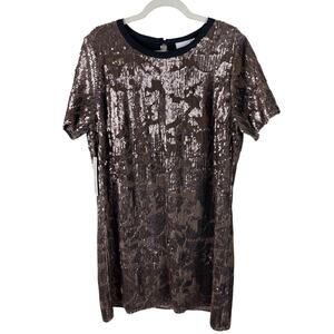 Anthropologie X RO & DE Andi Sequined Velvet Tee Shift Dress Holiday Party NEW